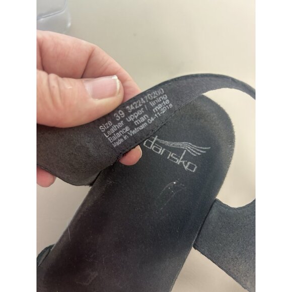Dansko Savannah Black Leather Strappy Cork Wedge Sandals Women Size 8.5 EU 39 - Picture 10 of 11